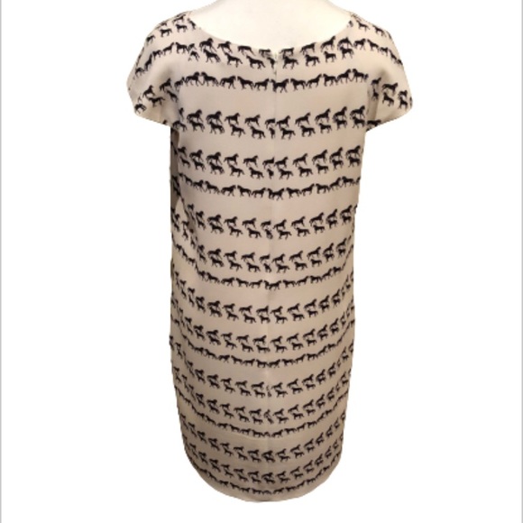 Club Monaco Jami Horse Print Black and Cream Dress with pockets Size 8 - Picture 5 of 14